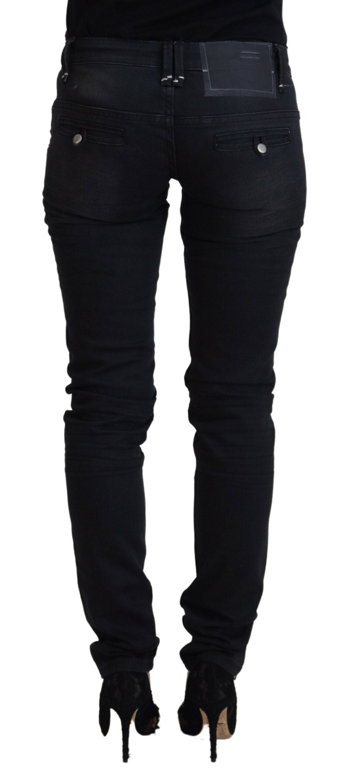 Eight Slim Black Washed Skinny Jeans with Low Waist