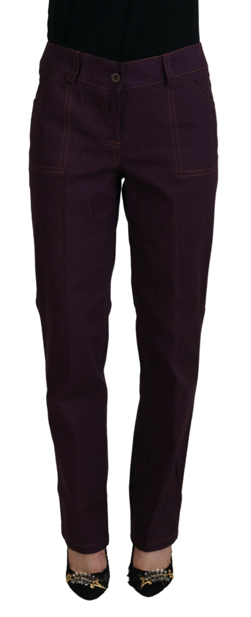 BENCIVENGA Elegant tapered purple cotton trousers