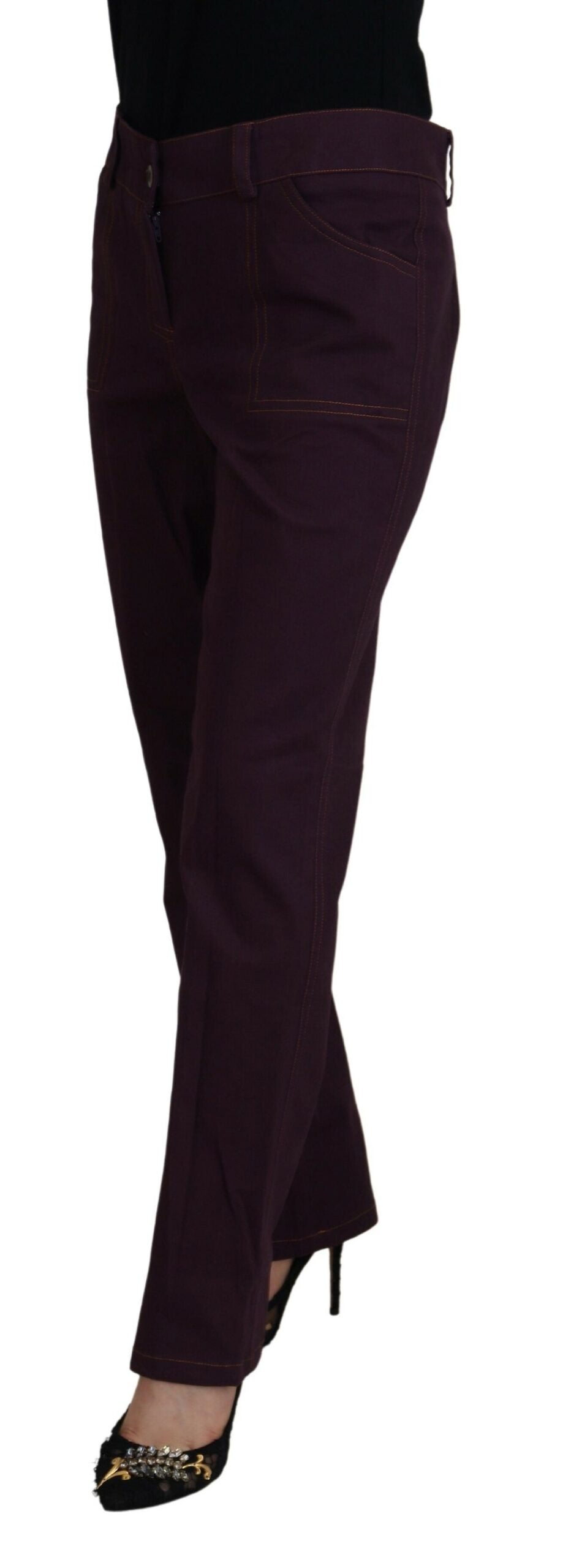 BENCIVENGA Elegant tapered purple cotton trousers