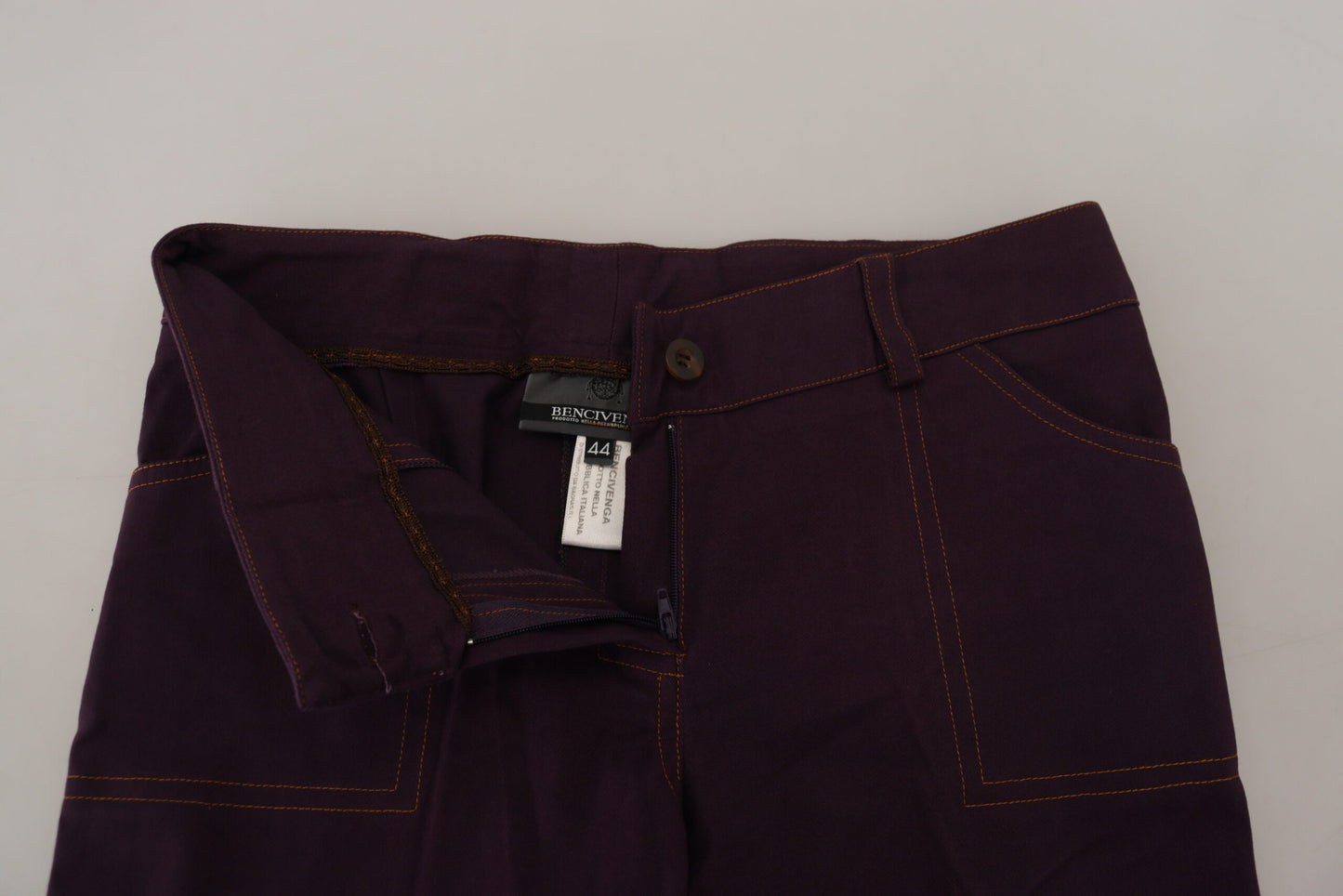 BENCIVENGA Elegant tapered purple cotton trousers