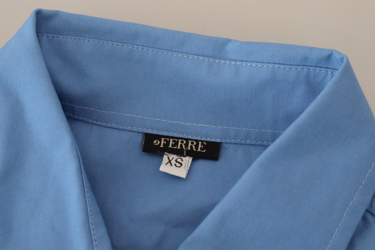 Ferre Elegant long-sleeved polo shirt in blue cotton