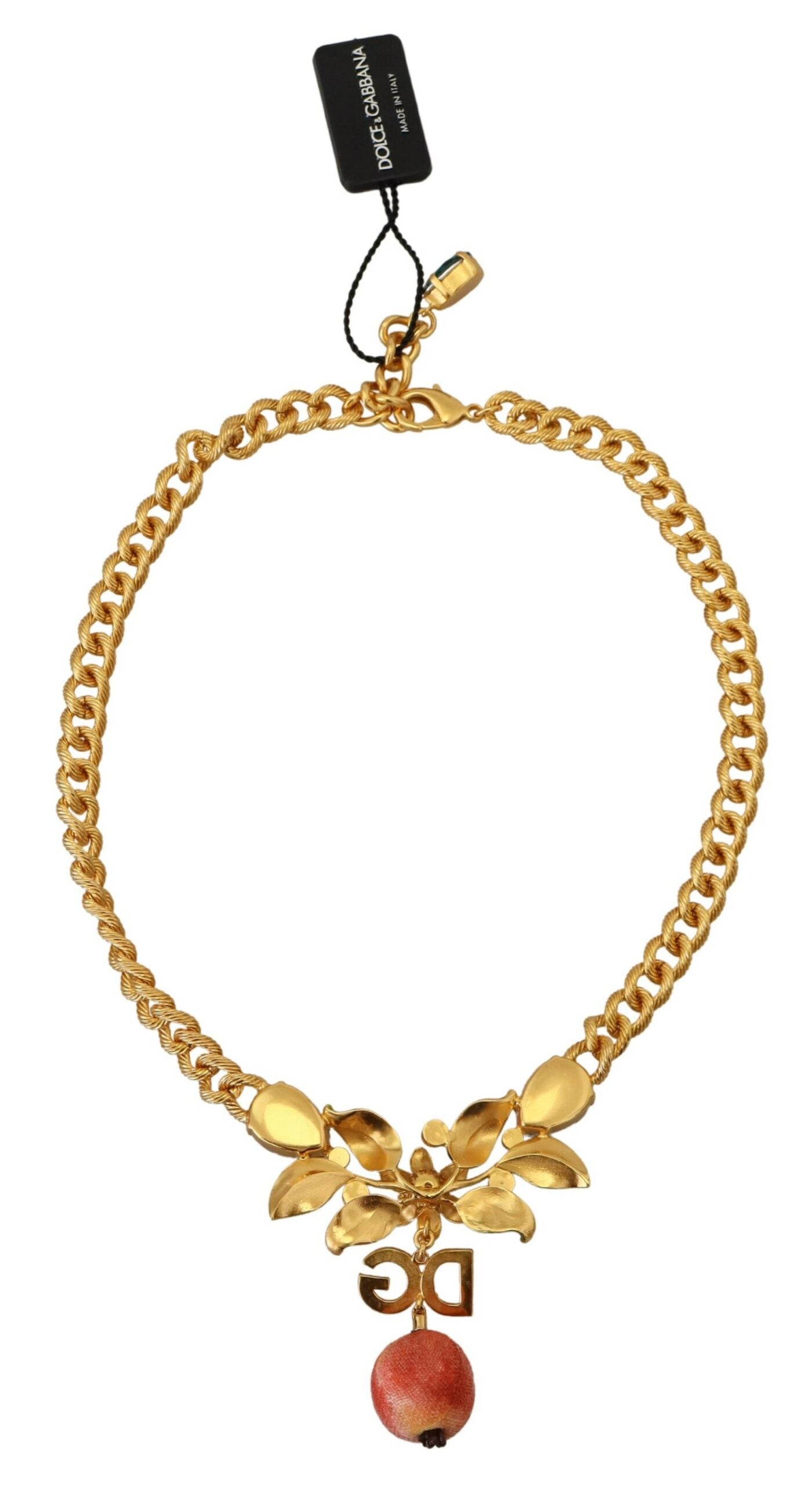 Dolce &amp; Gabbana Elegant gold-colored necklace with flowers and fruits