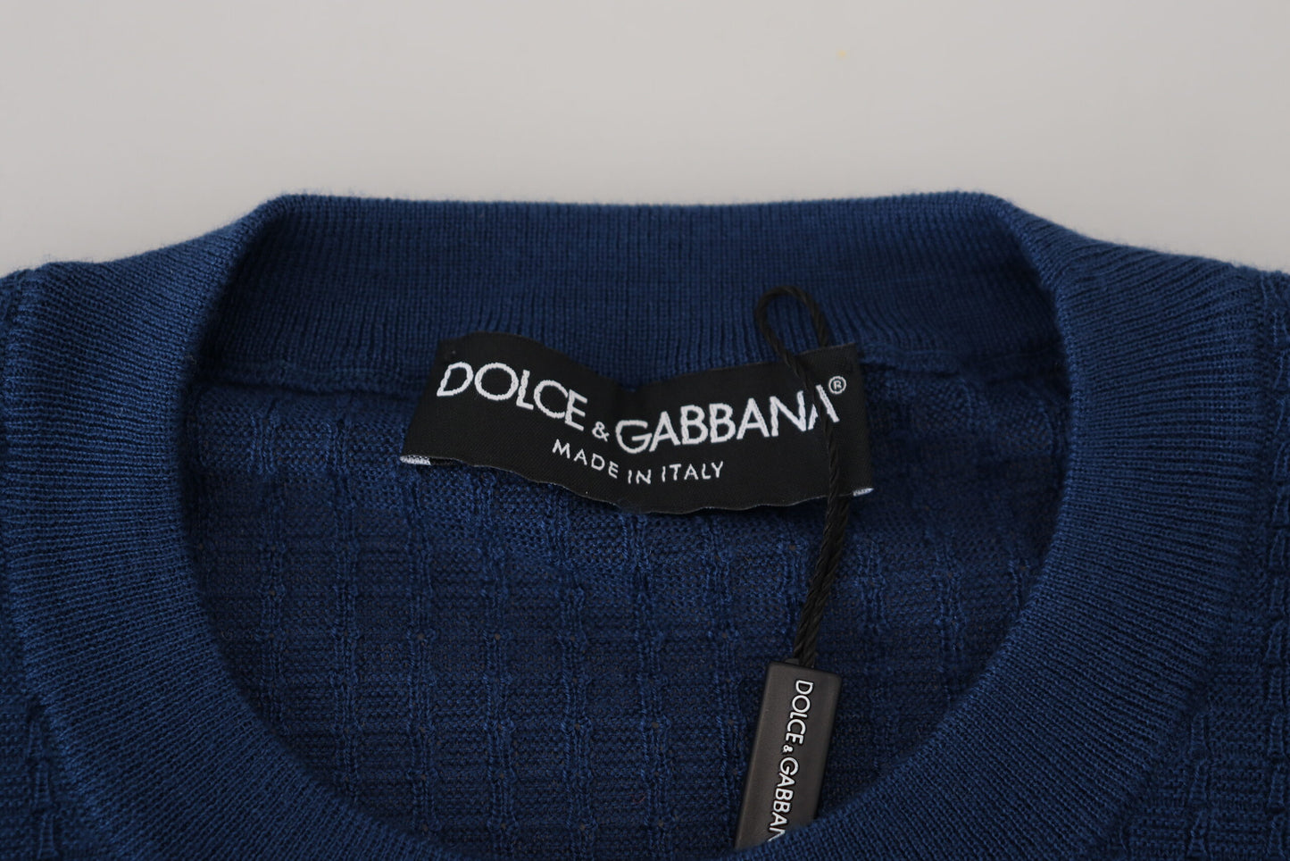 Dolce & Gabbana Eleganter blauer Kaschmir-Seiden-Pullover für Männer