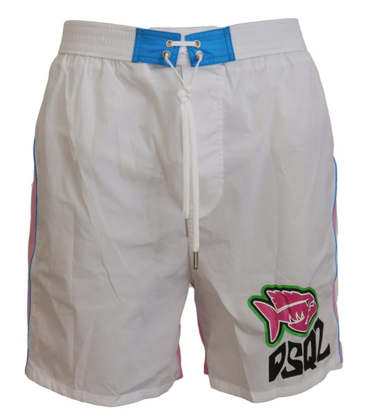 Dsquared² Chic swim shorts with white and pink print