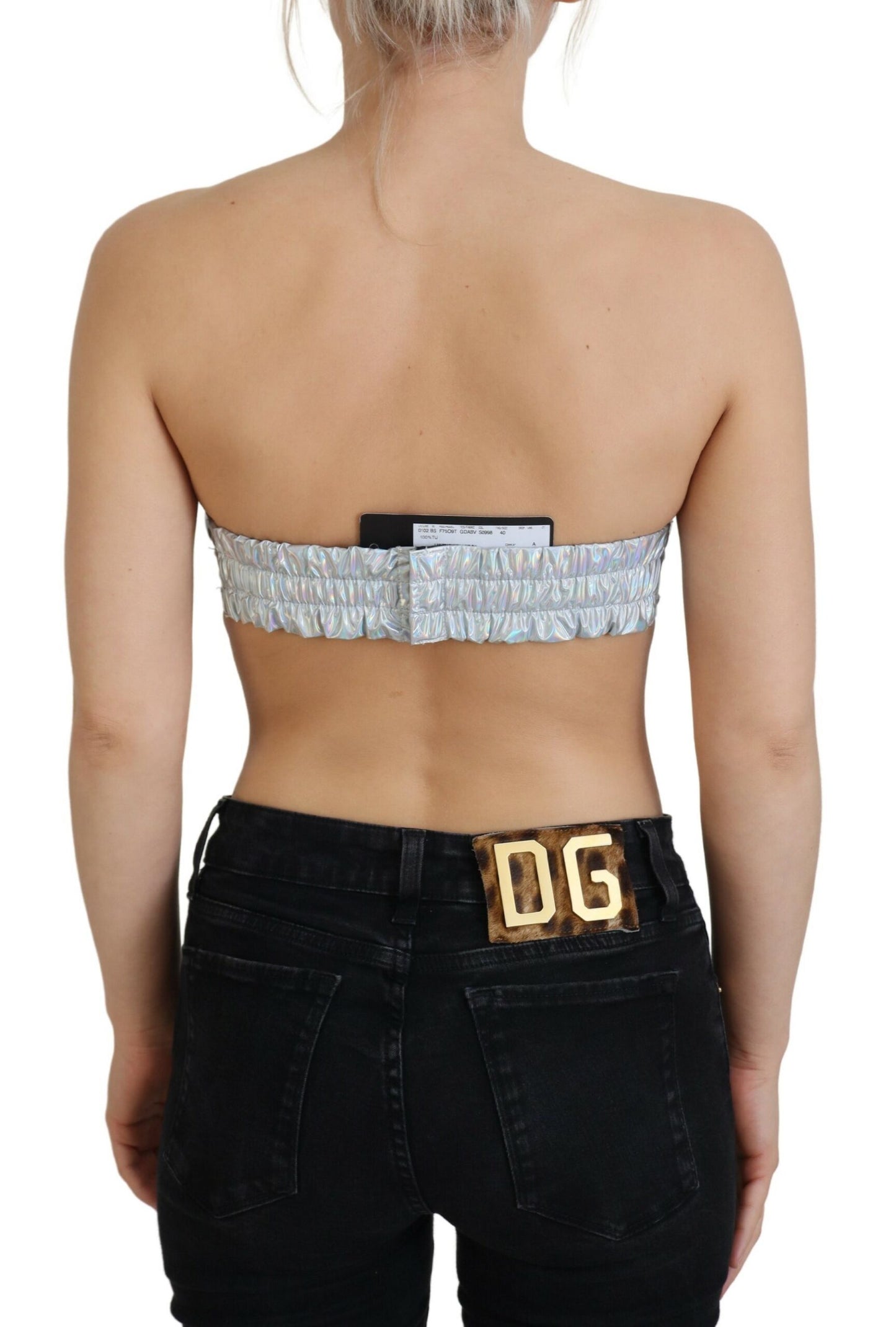 Dolce &amp; Gabbana silver shimmering bustier top