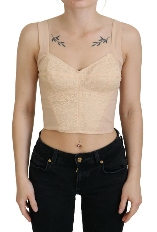 Dolce &amp; Gabbana Elegant beige bustier corset top