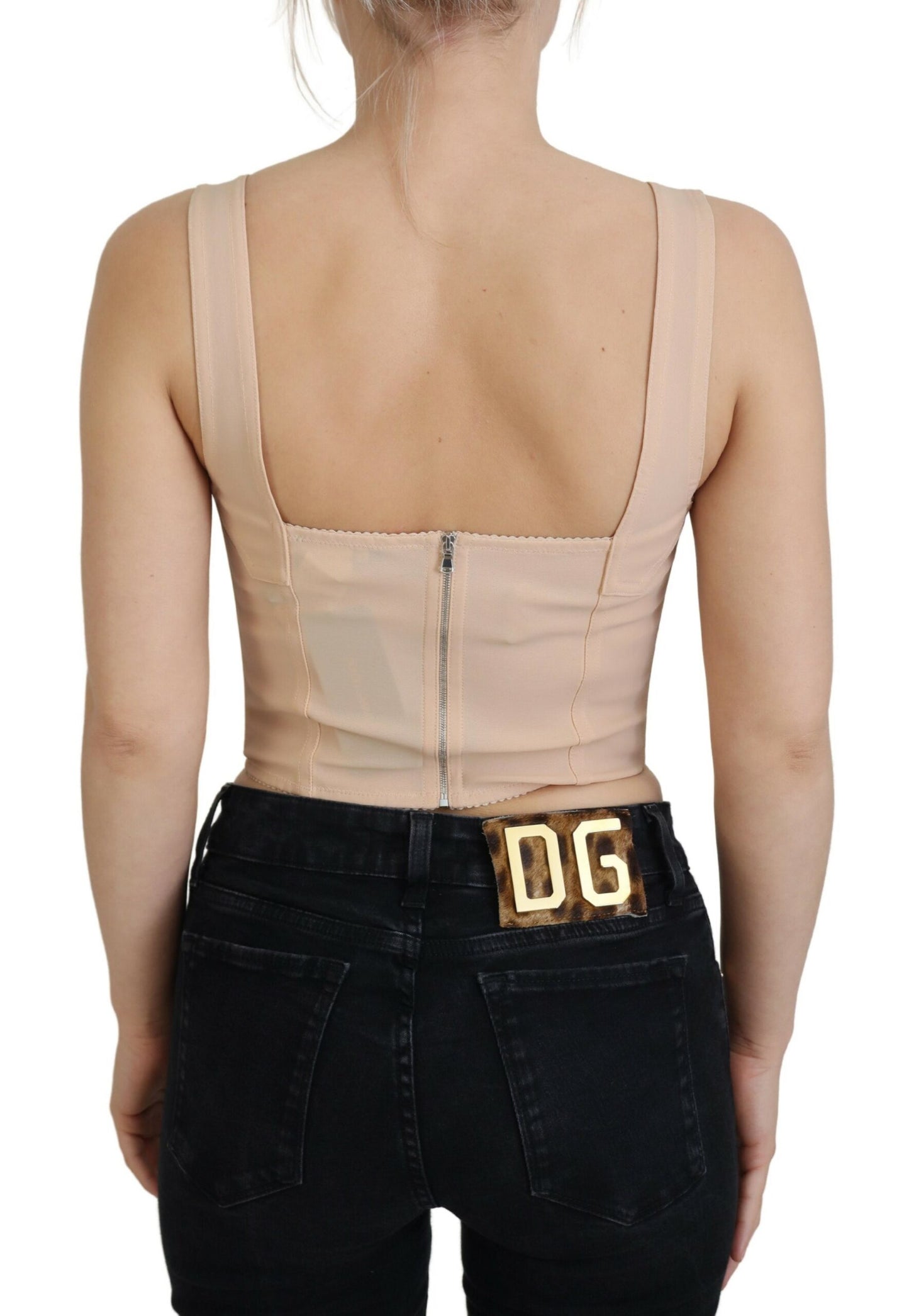 Dolce &amp; Gabbana Elegant beige bustier corset top