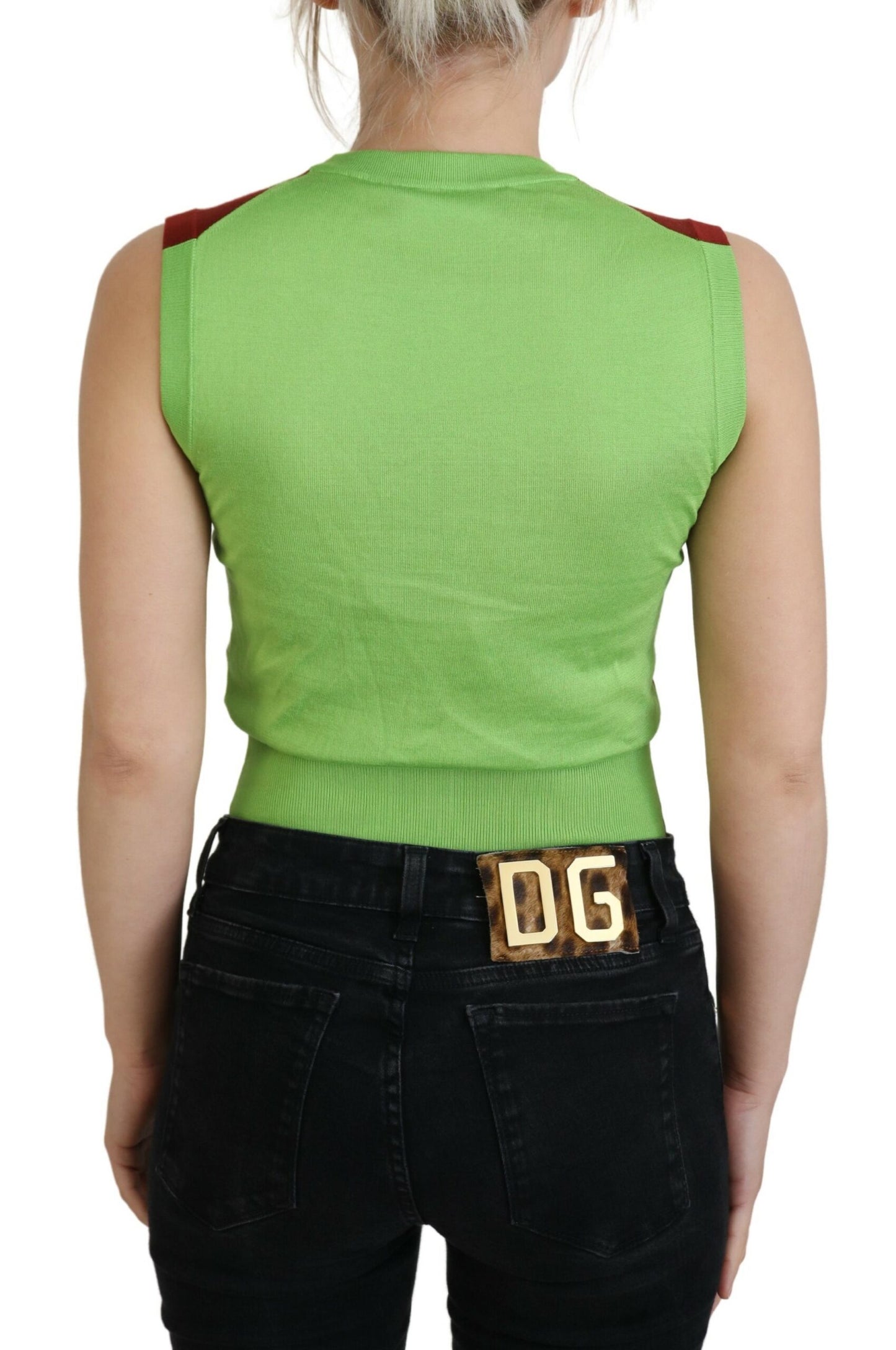 Dolce &amp; Gabbana Elegant Silk Top Red Green