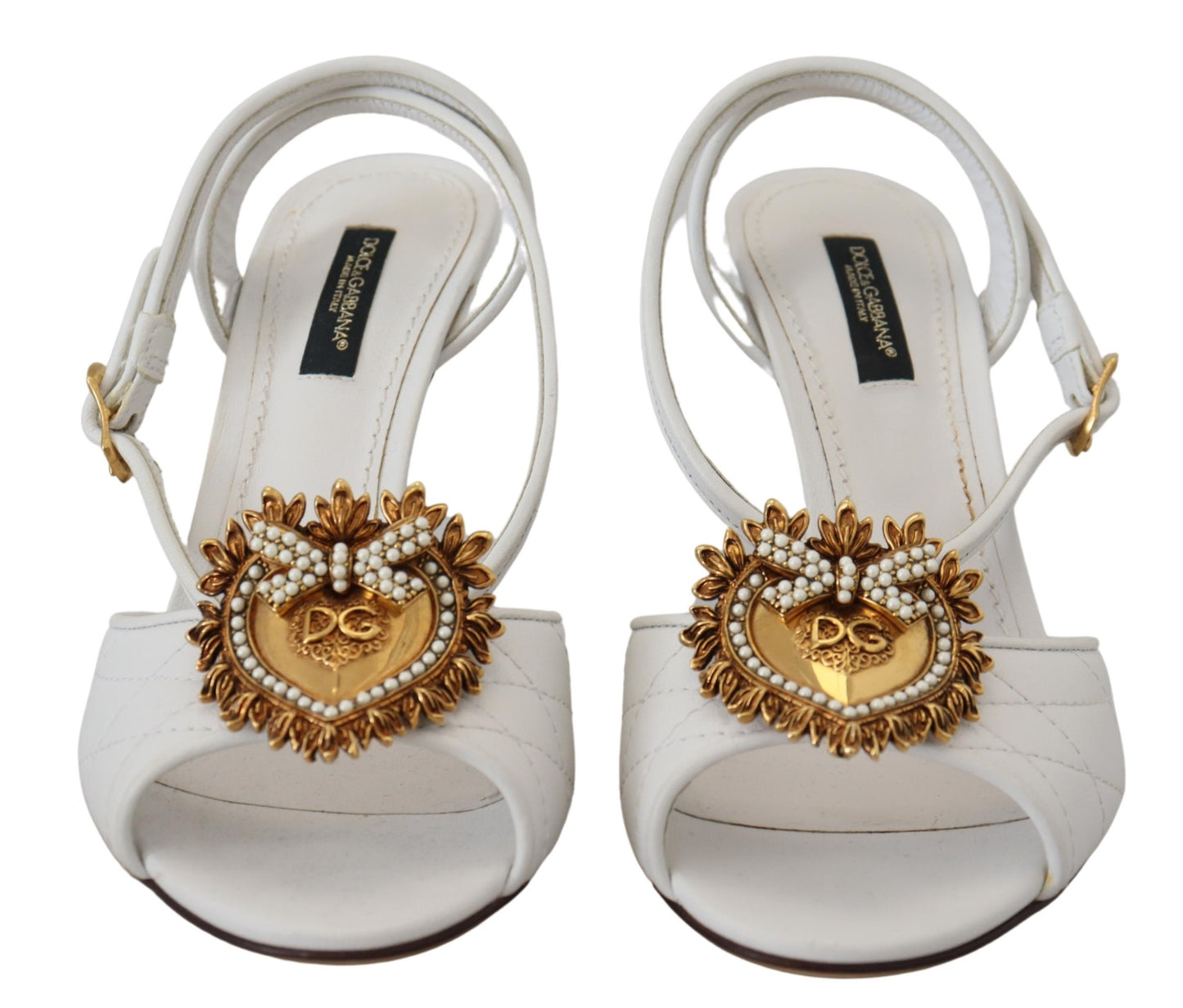 Dolce &amp; Gabbana Devotion Embellished White Leather Stilettos