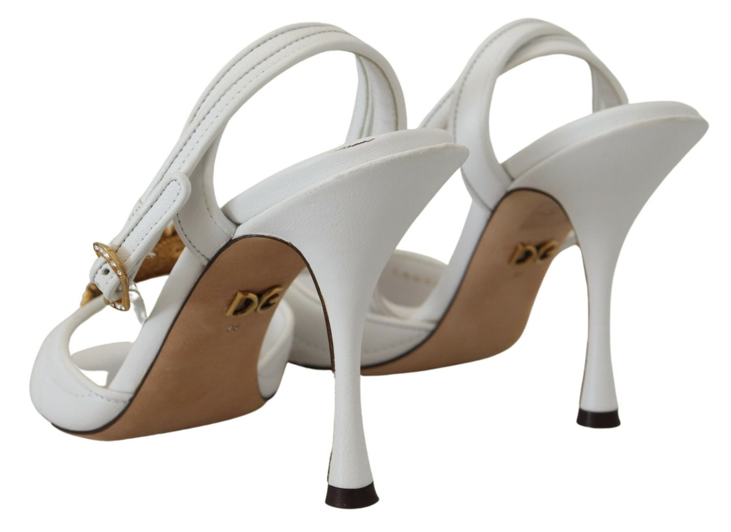 Dolce &amp; Gabbana Devotion Embellished White Leather Stilettos