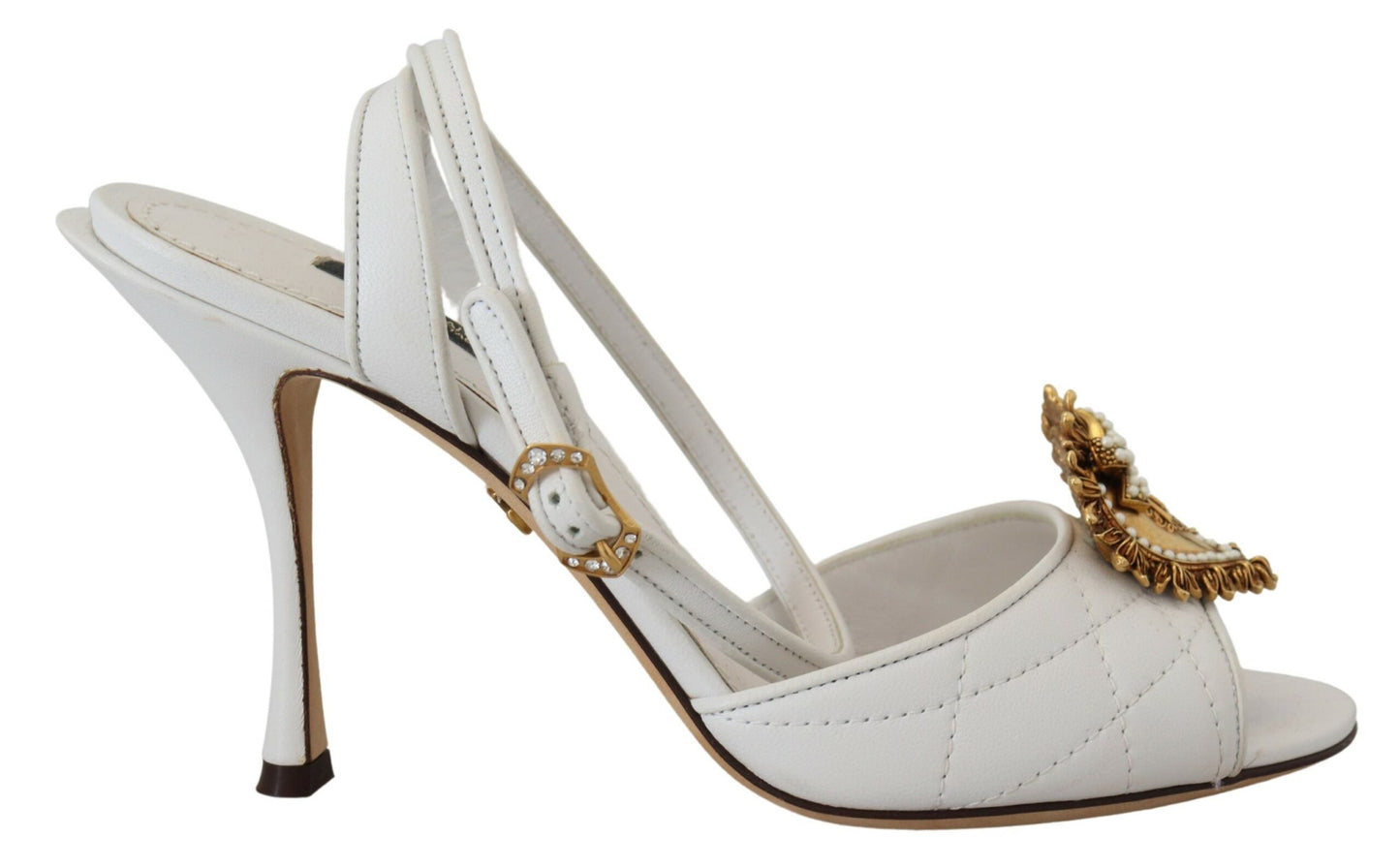 Dolce &amp; Gabbana Devotion Embellished White Leather Stilettos