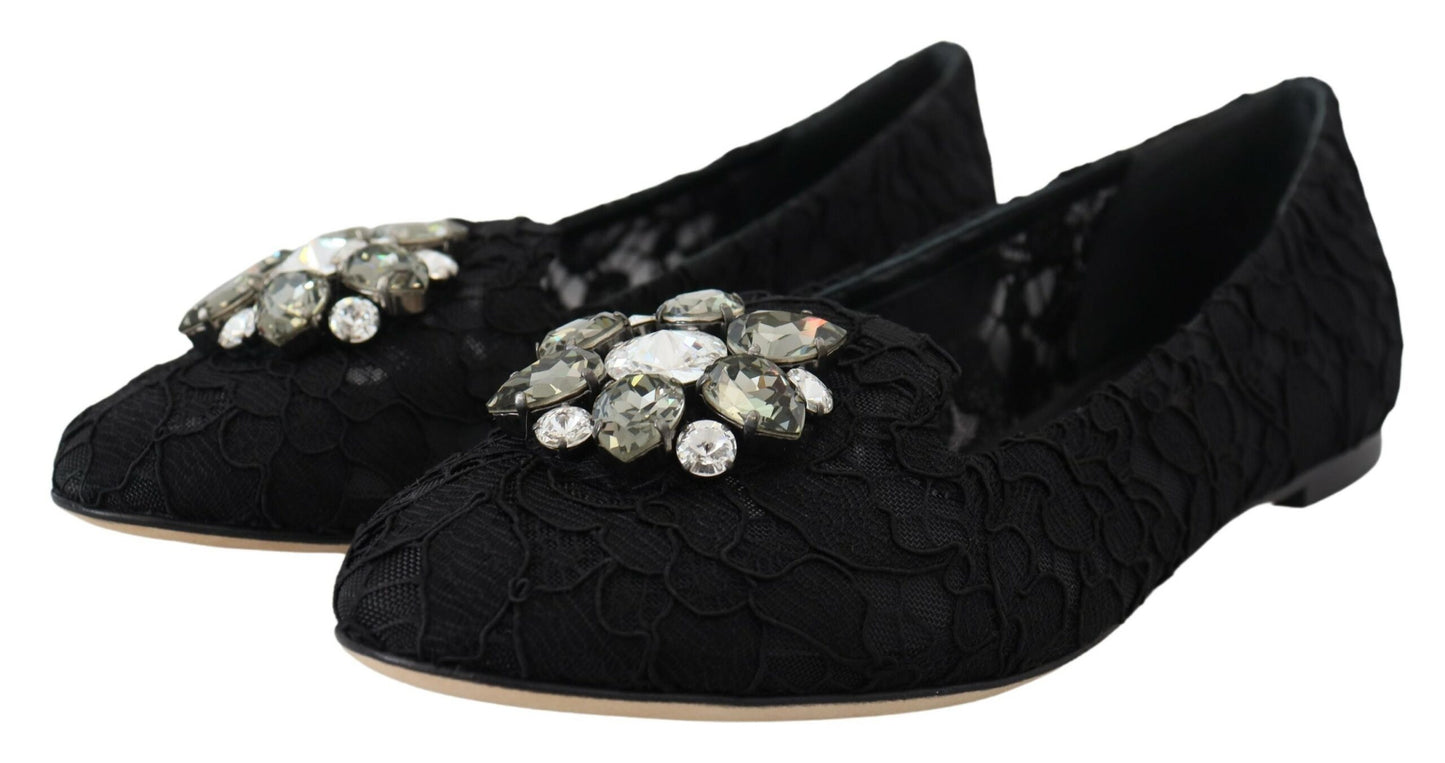 Dolce &amp; Gabbana Elegant flat Vally shoes with floral lace