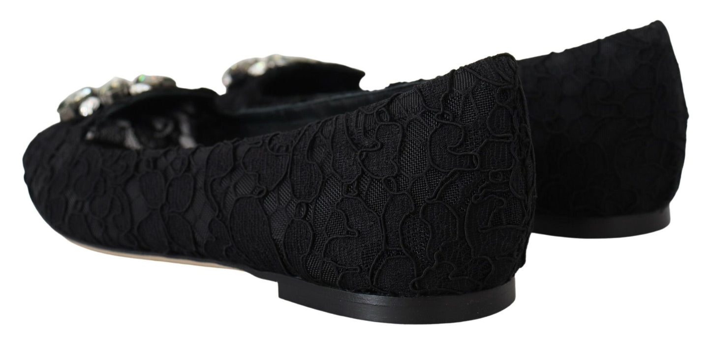 Dolce &amp; Gabbana Elegant flat Vally shoes with floral lace