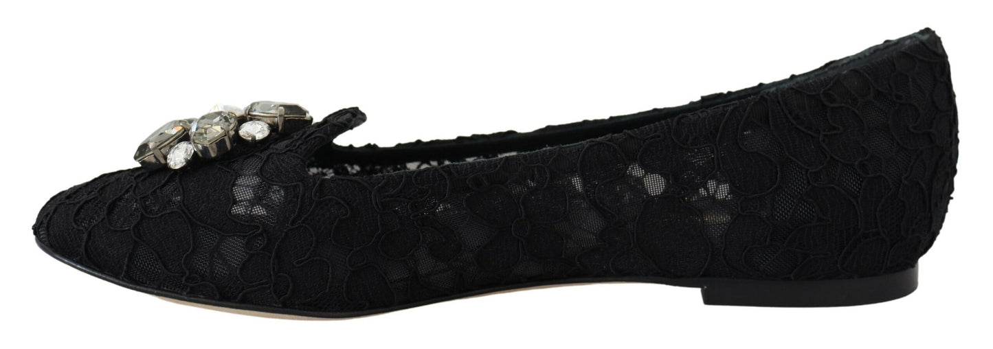 Dolce &amp; Gabbana Elegant flat Vally shoes with floral lace