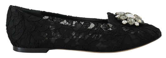 Dolce &amp; Gabbana Elegant flat Vally shoes with floral lace