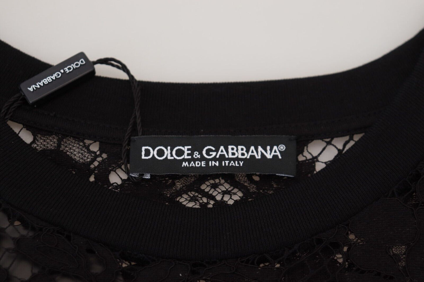 Dolce & Gabbana Elegantes Schwarzes Florales Spitzen-Shiftkleid