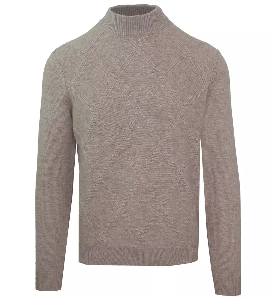 Malo Eleganter Rollkragenpullover aus Wolle und Kaschmir mit Rautenmuster