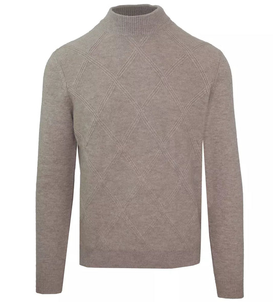 Malo Elegant turtleneck sweater made of wool and cashmere with diamond pattern