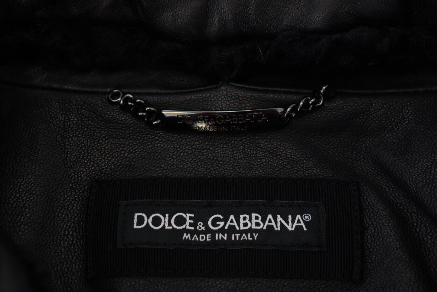 Dolce &amp; Gabbana Chic black leather jacket with silk lining