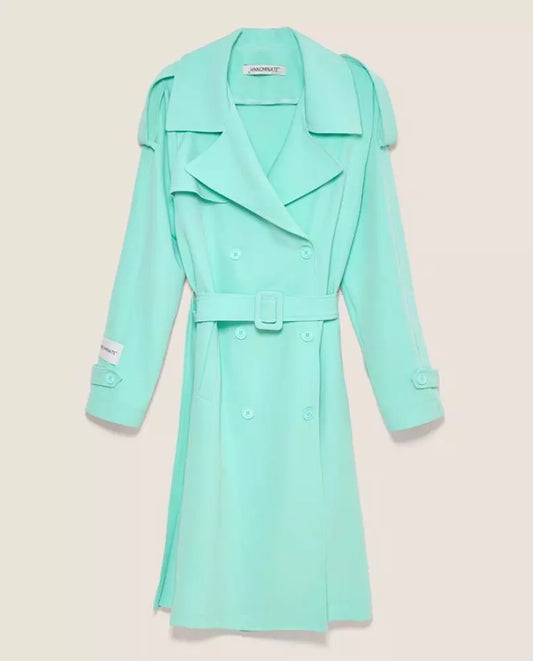 Hinnominate Elegant light blue double-breasted trench coat