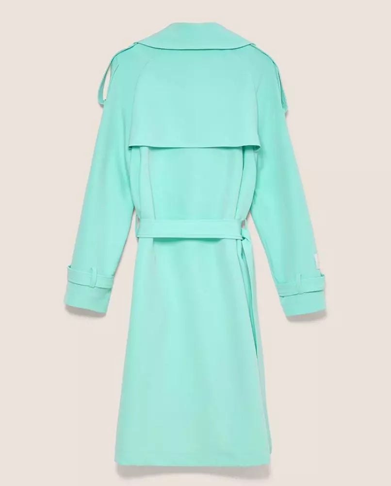 Hinnominate Elegant light blue double-breasted trench coat