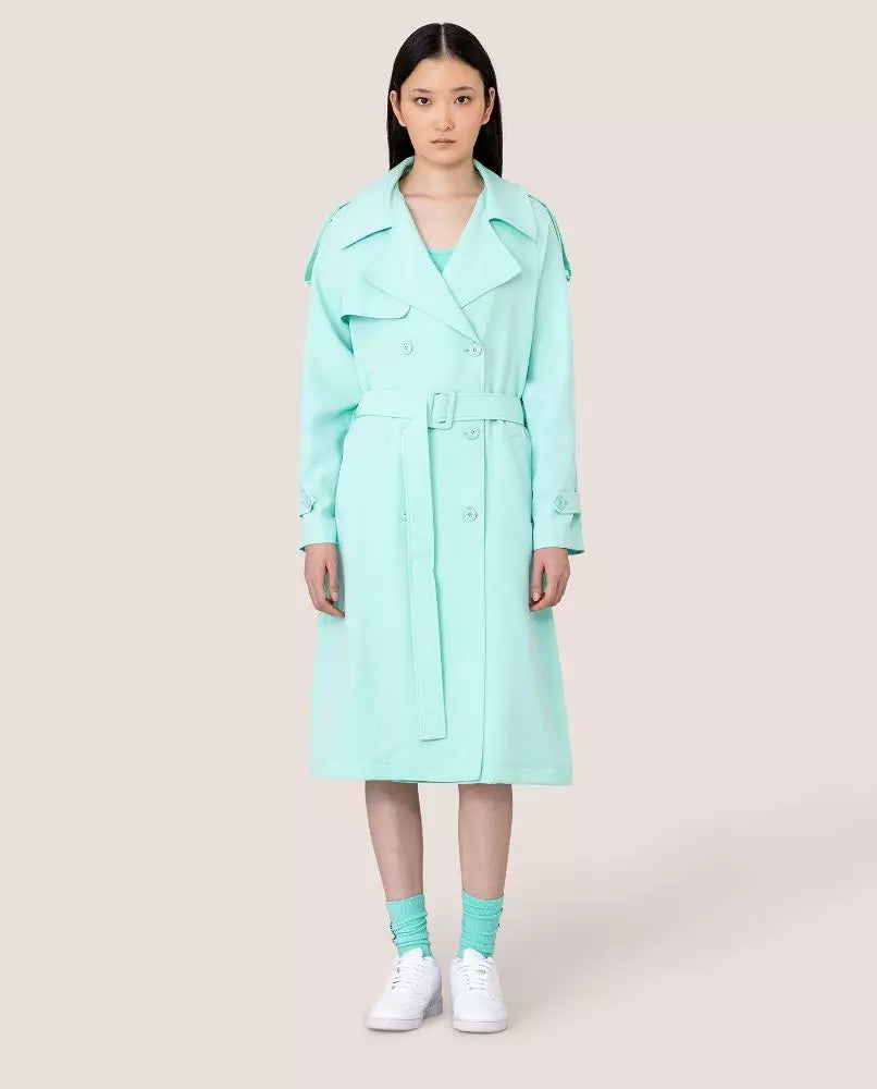 Hinnominate Elegant light blue double-breasted trench coat