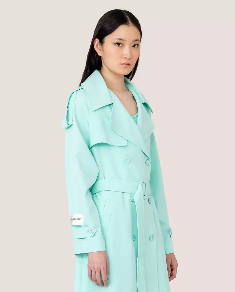 Hinnominate Elegant light blue double-breasted trench coat