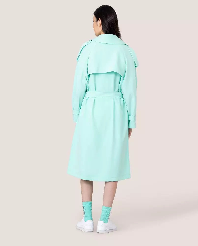 Hinnominate Elegant light blue double-breasted trench coat