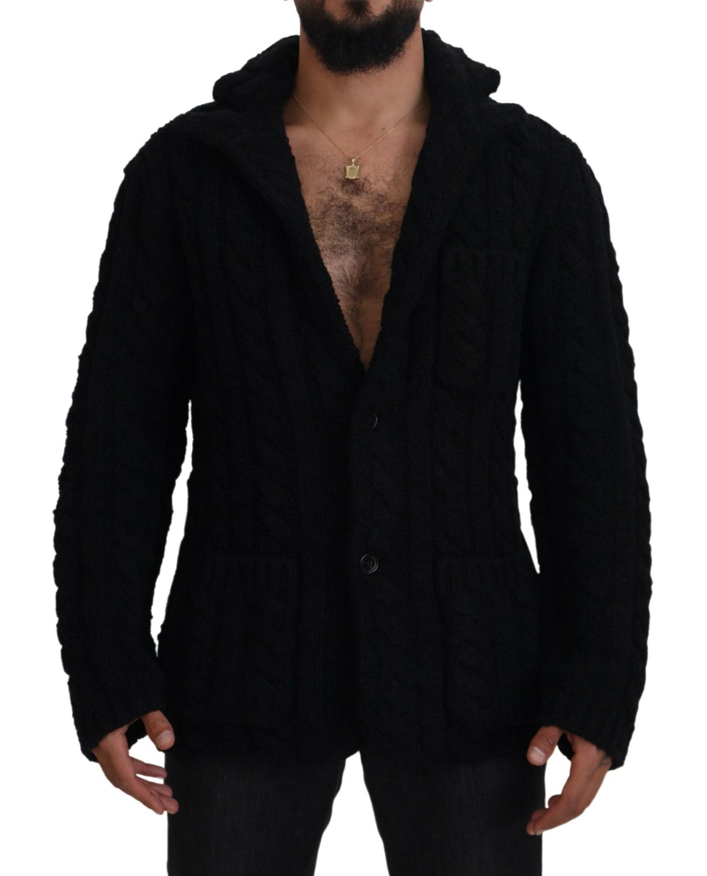 Dolce &amp; Gabbana Elegant black cardigan made of wool and cashmere