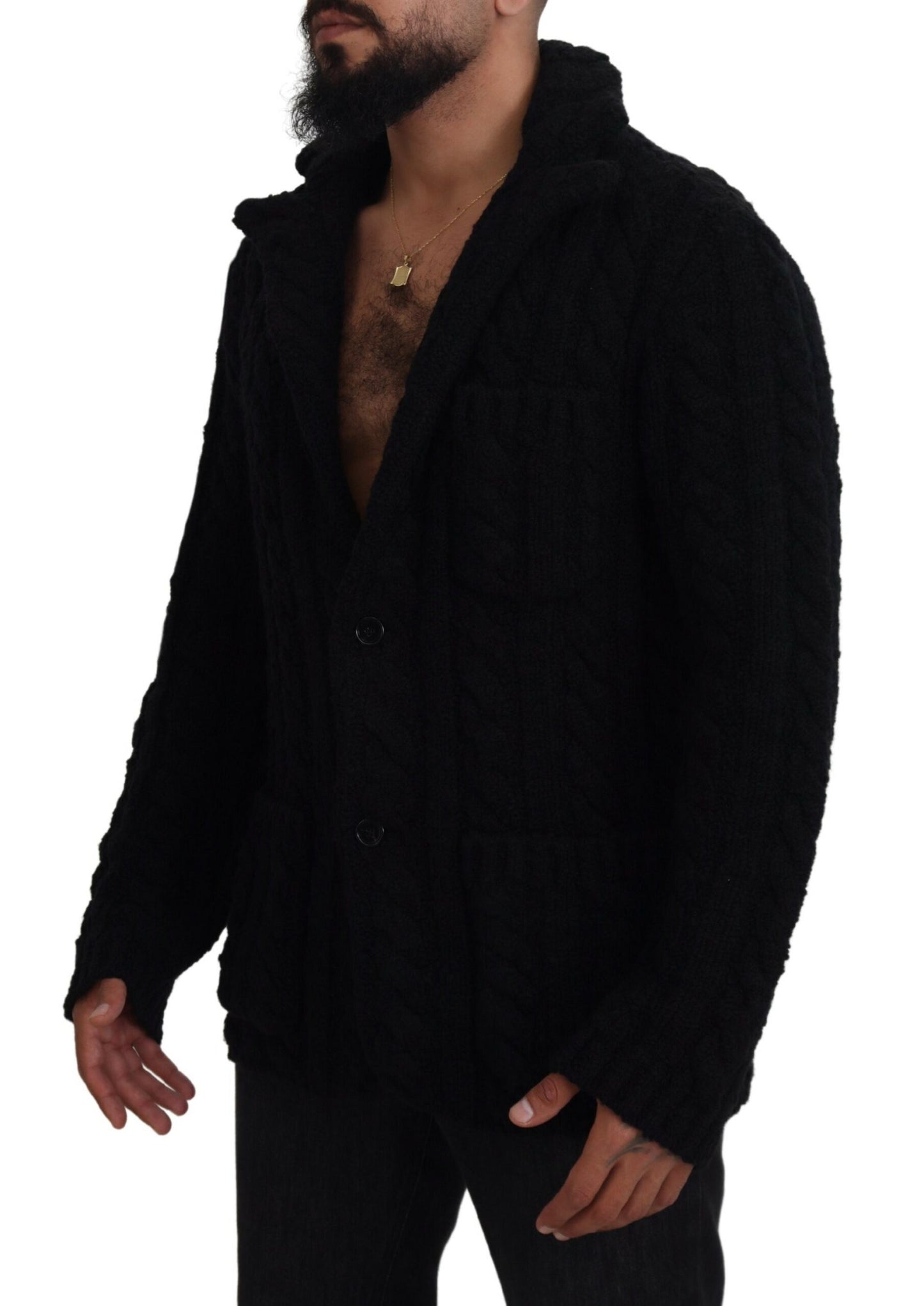 Dolce &amp; Gabbana Elegant black cardigan made of wool and cashmere