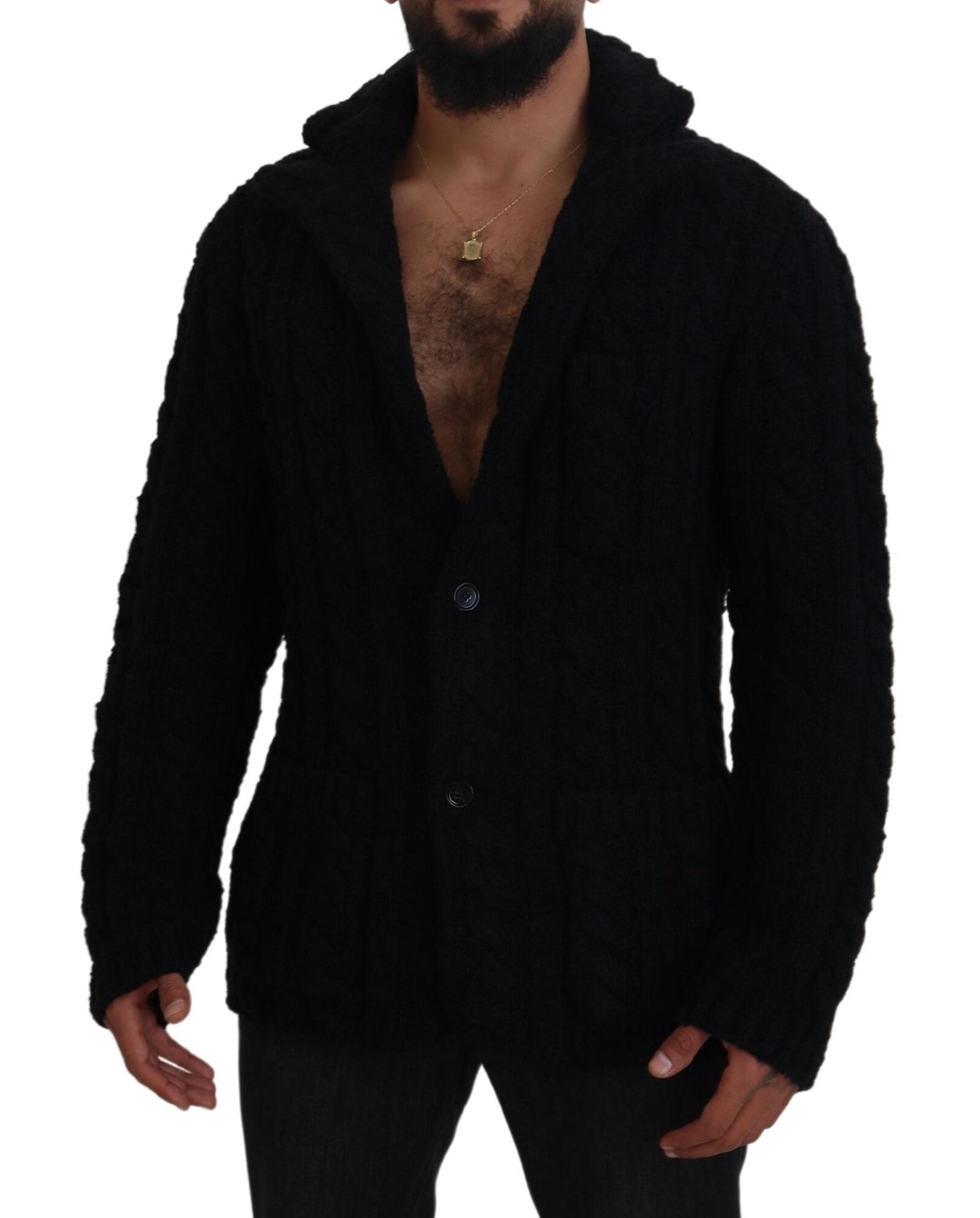 Dolce &amp; Gabbana Elegant black cardigan made of wool and cashmere