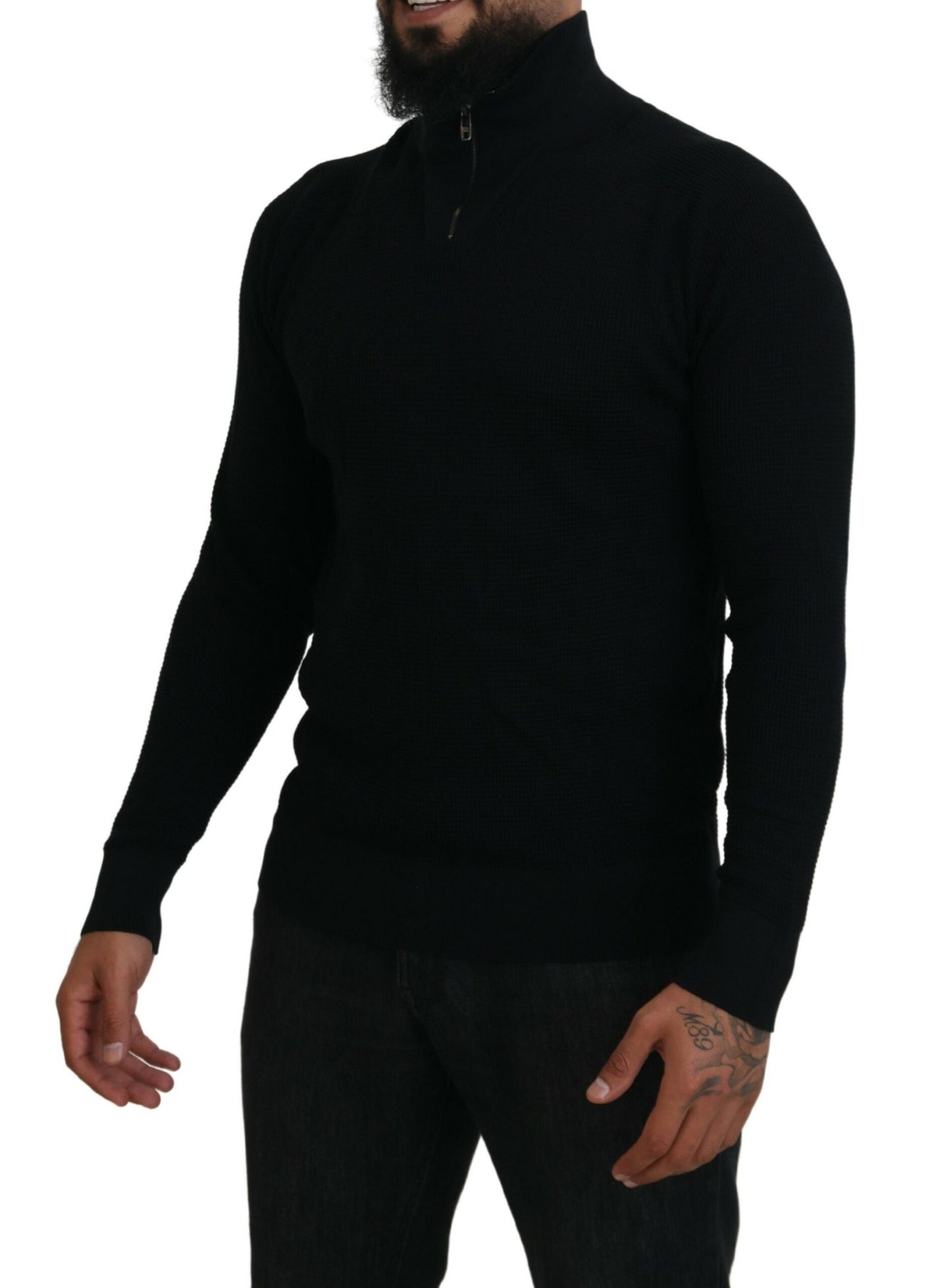 Dolce & Gabbana Eleganter Pullover aus schwarzer Seidenmischung