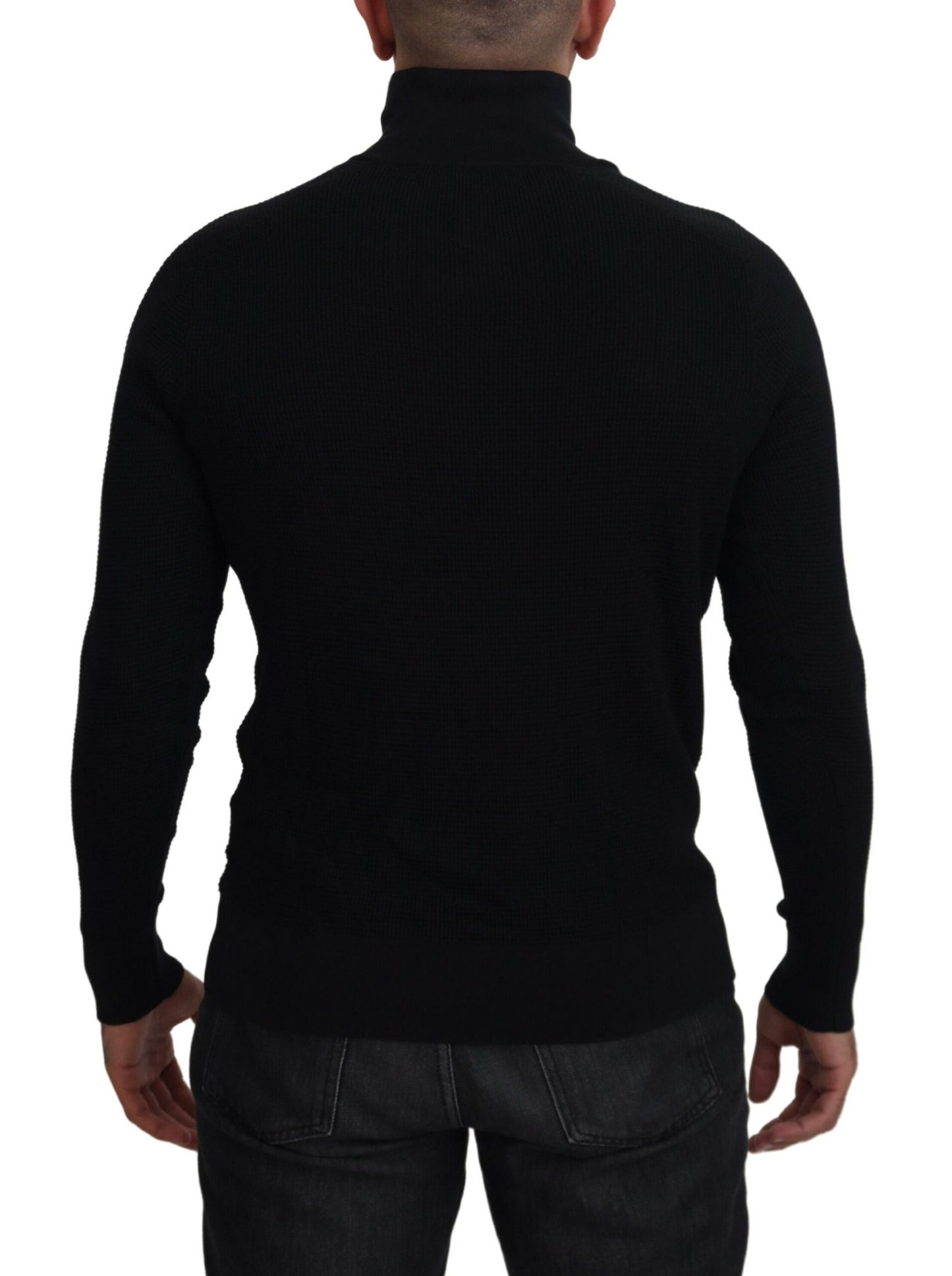 Dolce & Gabbana Eleganter Pullover aus schwarzer Seidenmischung