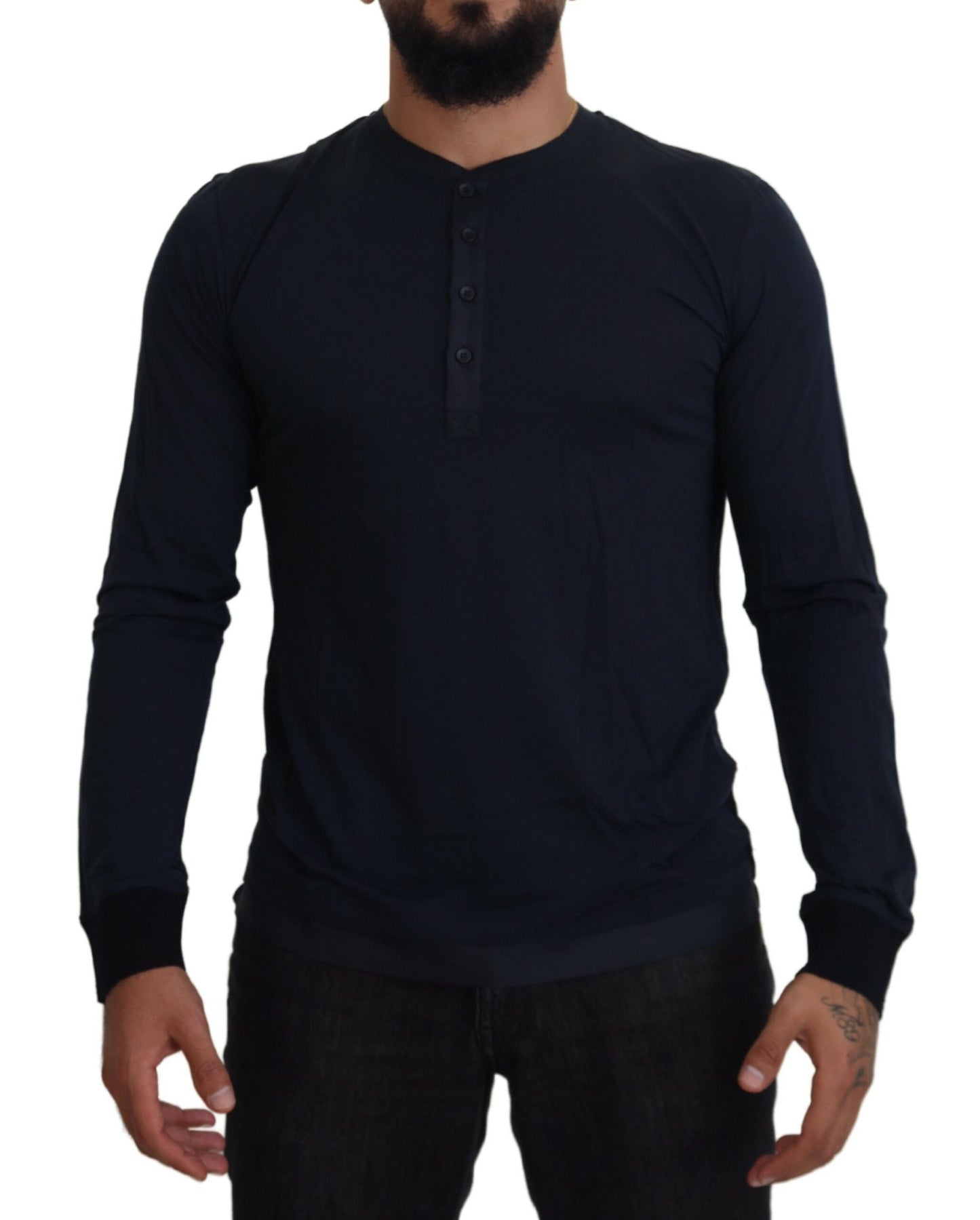 Dolce &amp; Gabbana Elegant blue sweater made of a cotton-silk blend