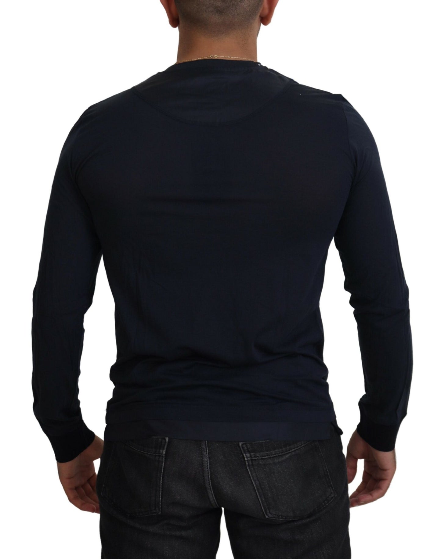 Dolce &amp; Gabbana Elegant blue sweater made of a cotton-silk blend