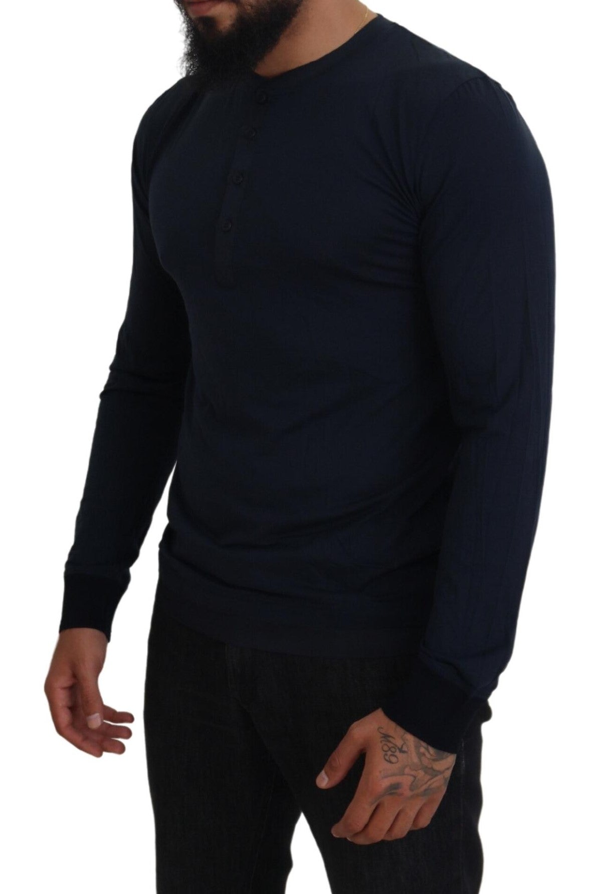 Dolce &amp; Gabbana Elegant blue sweater made of a cotton-silk blend