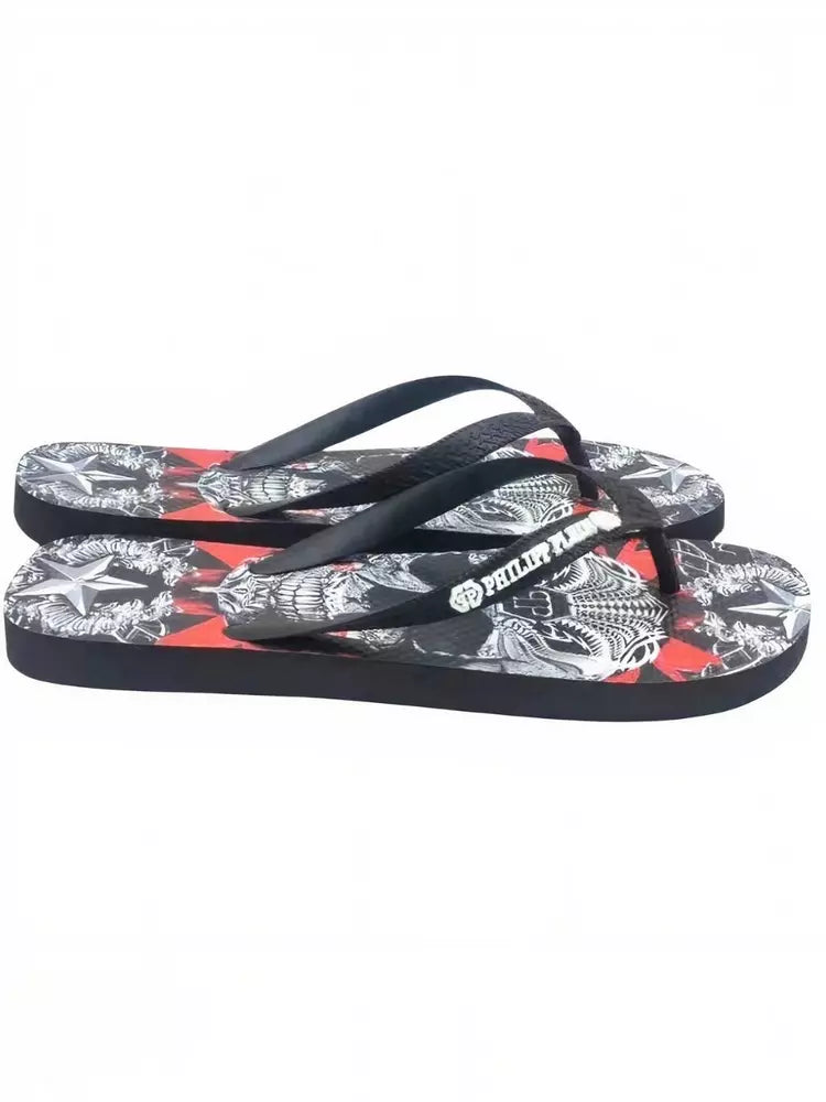 Philipp Plein Chic Multicolor Graphic Flip Flops for Women