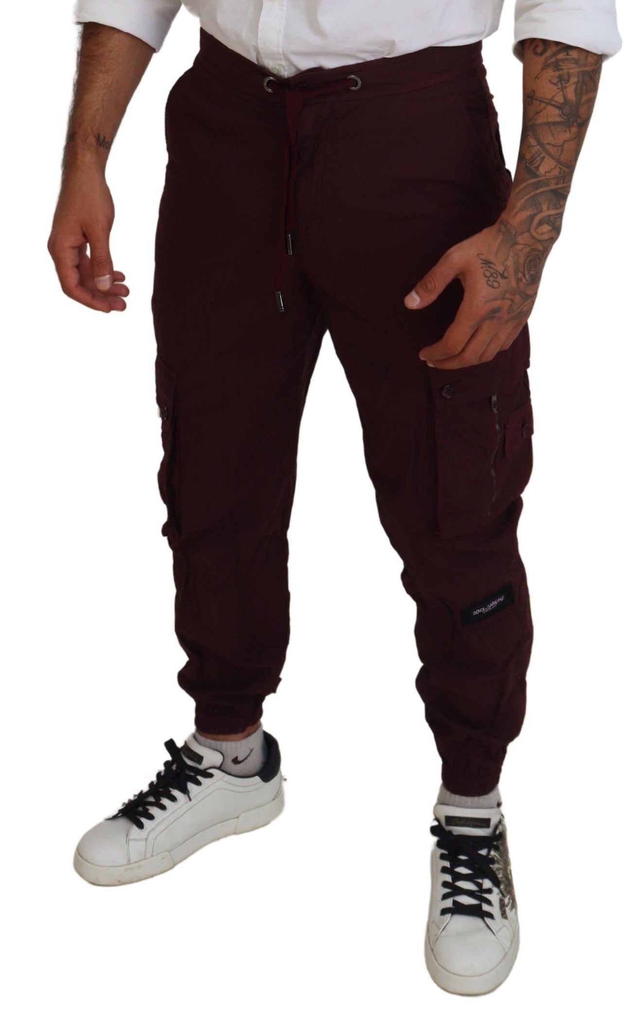 Dolce &amp; Gabbana Elegant burgundy cotton jogger pants