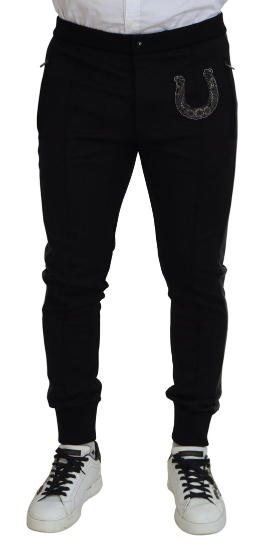 Dolce &amp; Gabbana Elegant black jogger pants made of luxurious wool blend