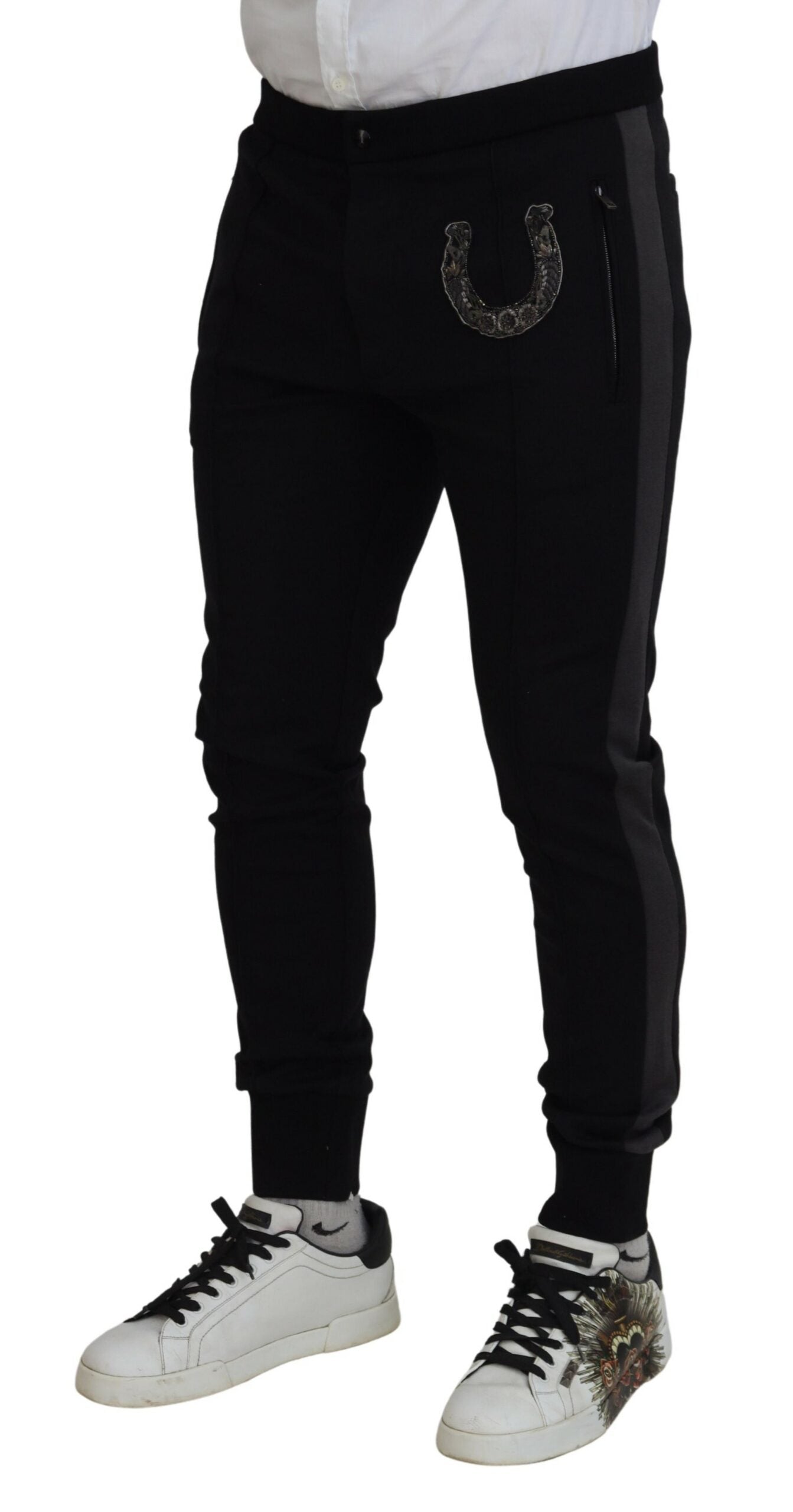 Dolce &amp; Gabbana Elegant black jogger pants made of luxurious wool blend