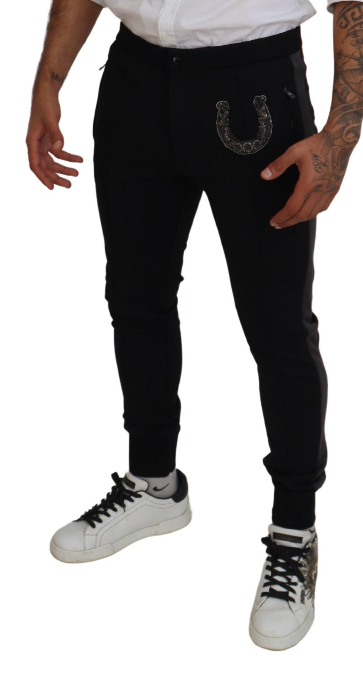 Dolce &amp; Gabbana Elegant black jogger pants made of luxurious wool blend