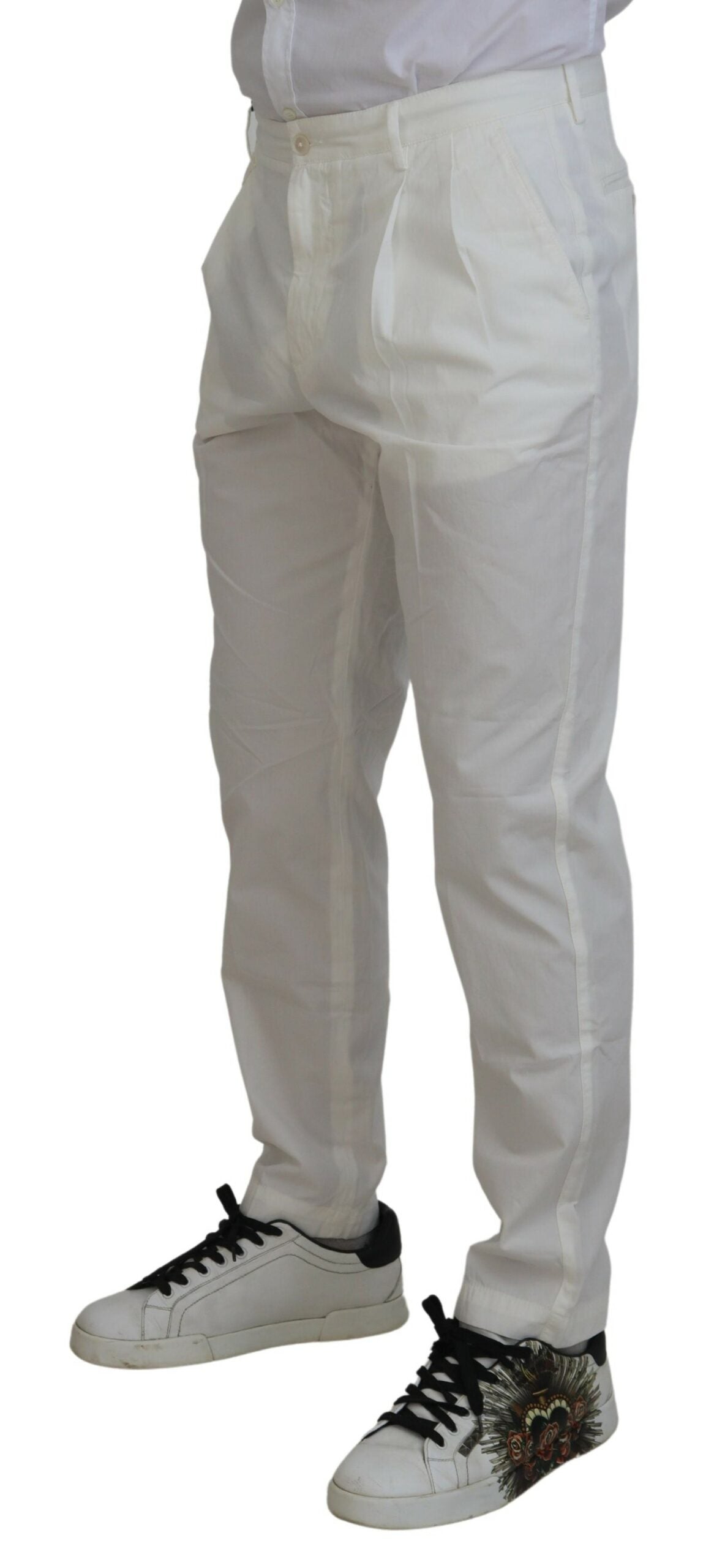 Dolce &amp; Gabbana Elegant chino trousers in white cotton