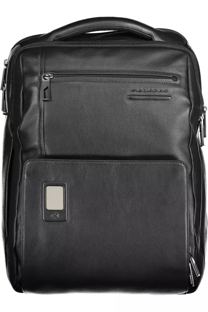 Piquadro Black Leather Backpack for Men