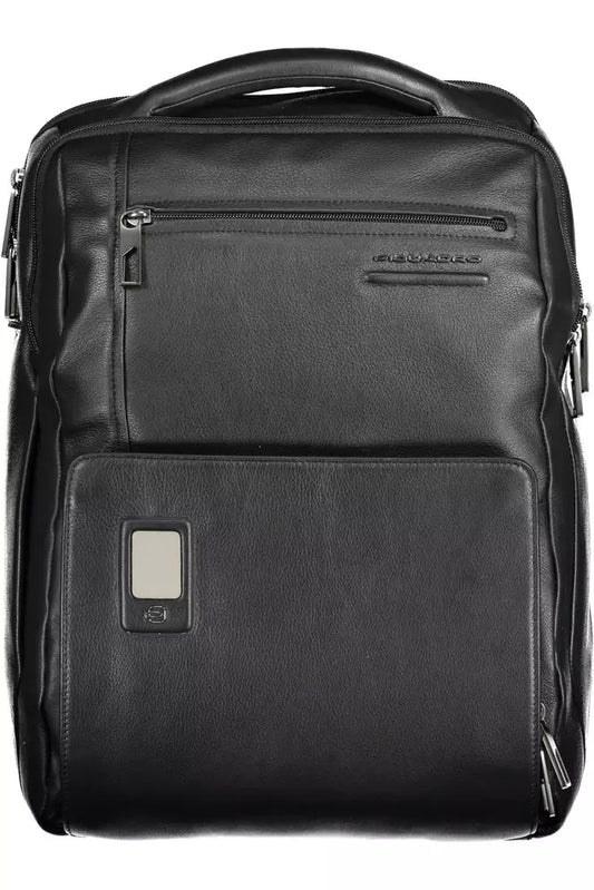 Piquadro Black Leather Backpack for Men