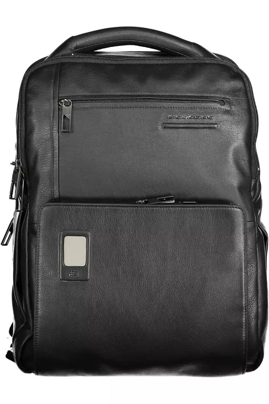 Piquadro Black Leather Backpack for Men