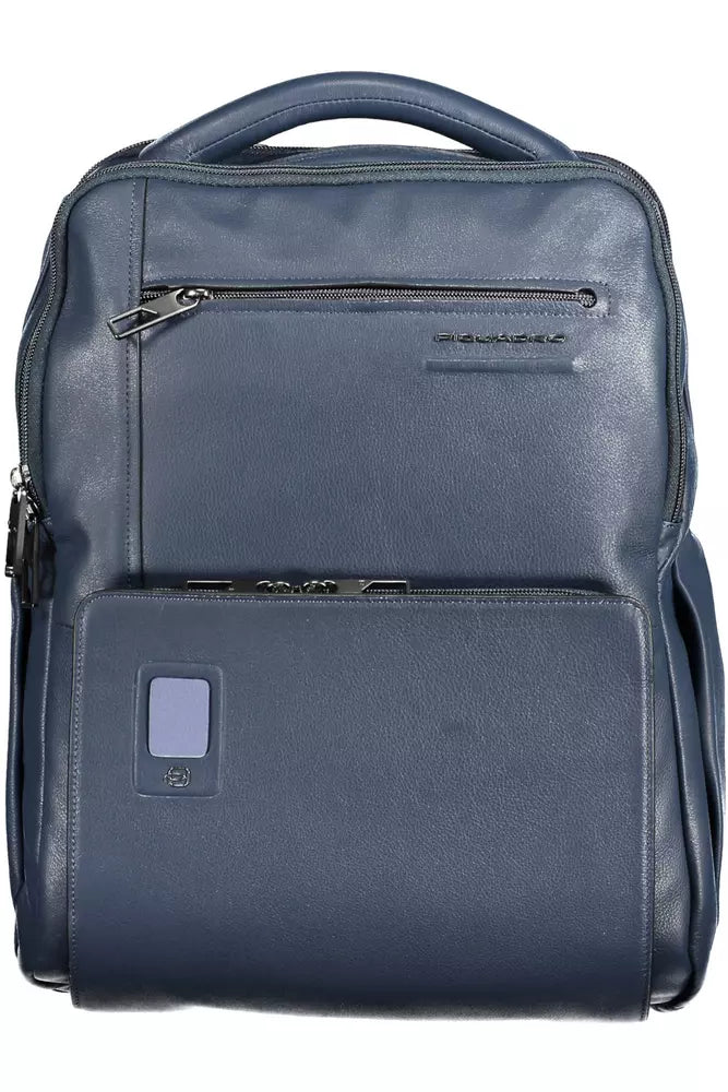 Piquadro Blue Leather Backpack for Men