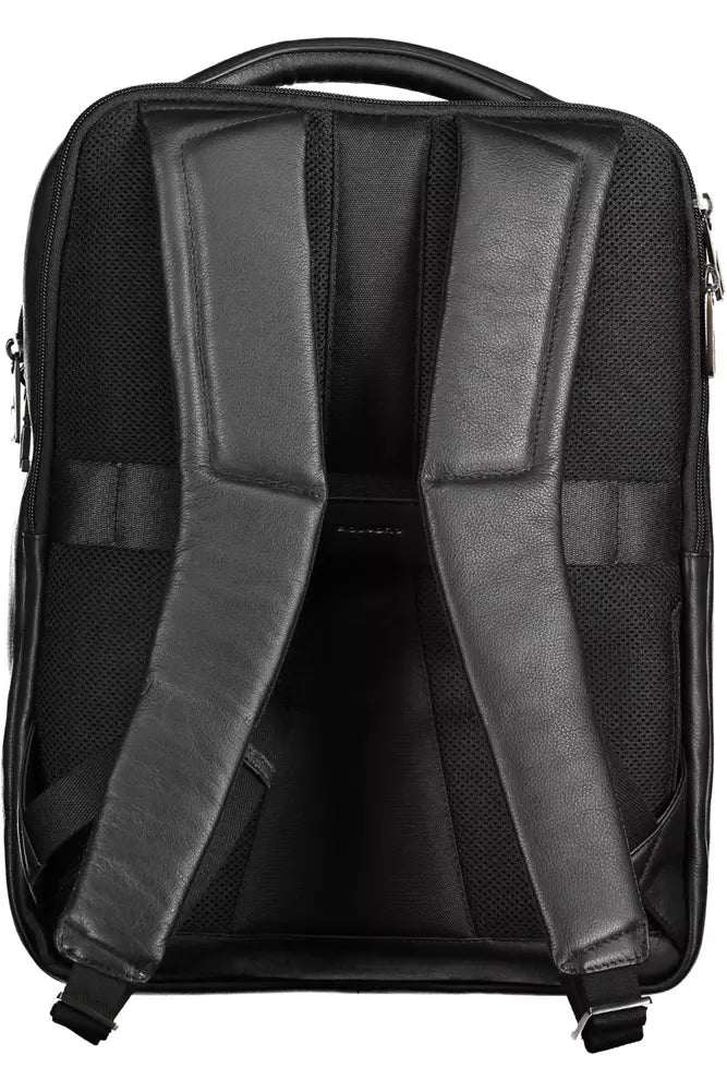 Piquadro Black Leather Backpack for Men