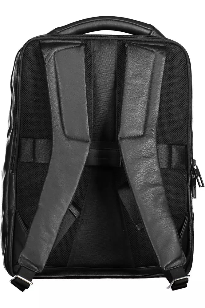 Piquadro Black Leather Backpack for Men