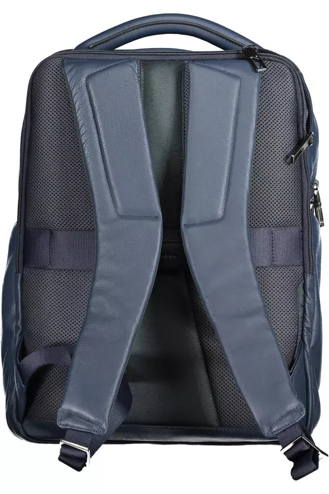 Piquadro Blue Leather Backpack for Men