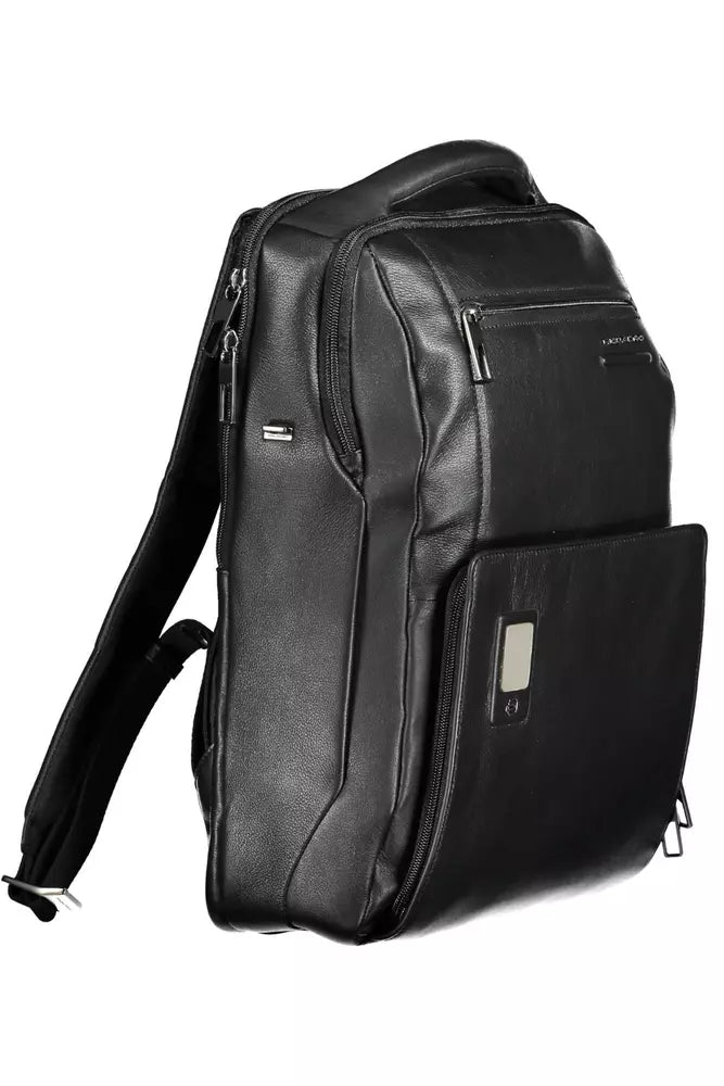 Piquadro Black Leather Backpack for Men